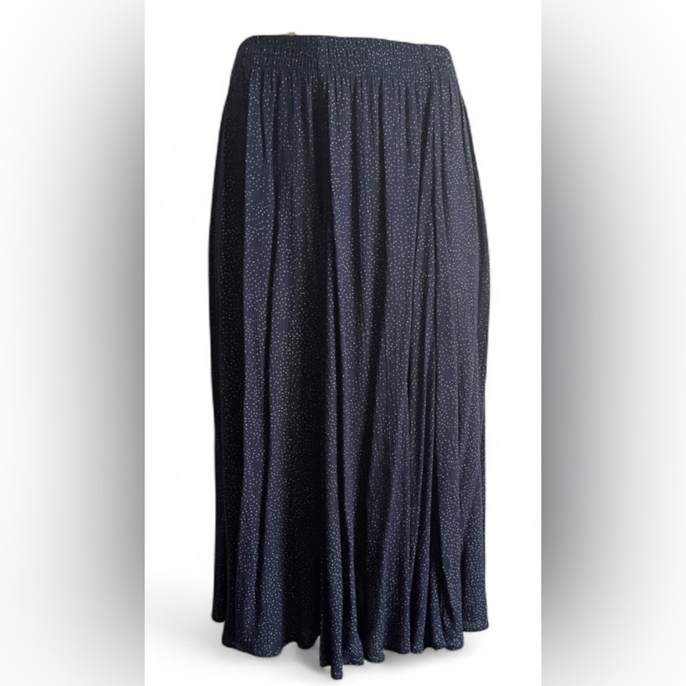 Vintage Carole Little Navy Maxi Skirt with Subtle Dots